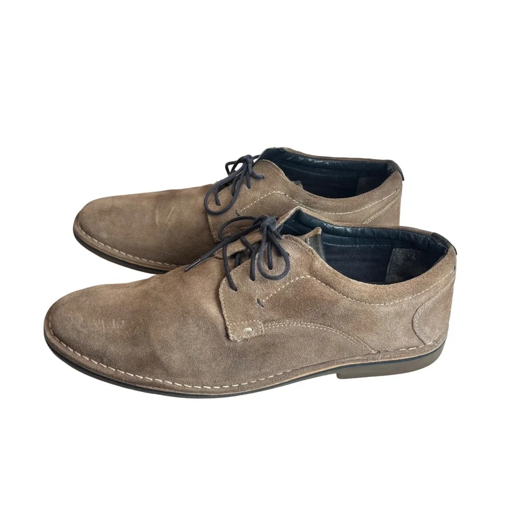 Steve‎ Madden Suede Oxford Mens 13 Taupe Lace Up Casual Leather Dress Shoes